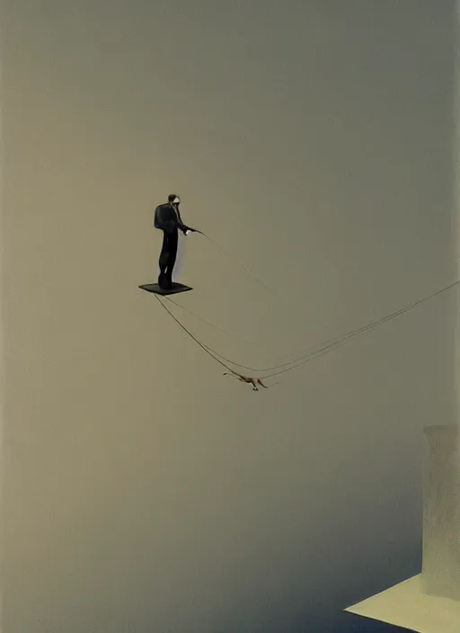 Prompt: Dubai tightrope, Edward Hopper and James Gilleard, Zdzislaw Beksinski highly detailed