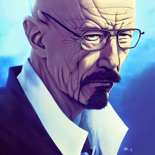 Prompt: anime portrait of walter white as an anime antagonist by Stanley Artgerm Lau, WLOP, Rossdraws, James Jean, Andrei Riabovitchev, Marc Simonetti, and Sakimichan, trending on artstation