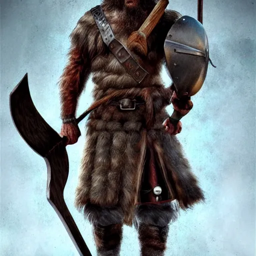 Prompt: viking warrior with an axe and helmet, digital art, realistic, detailed, artstation