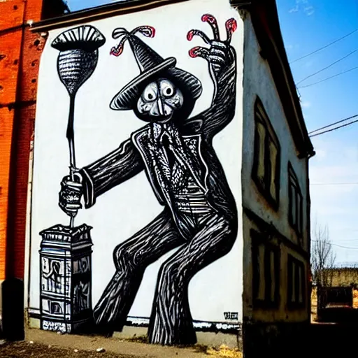 Image similar to transylvanian folk art, in the style of graffiti, made by phlegm