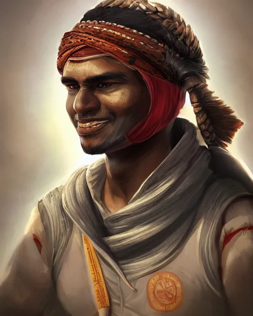 Image similar to A portrait of mragot robbit as an indian fighter, digital art, highly detailed, artstation, sharp, high quality