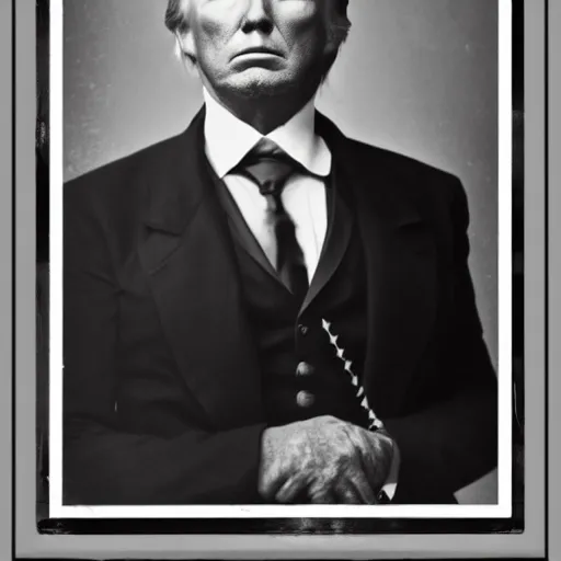 Image similar to an 1 8 0 0 s photo of donald trump playing the role of clint eastwood, squinting at high noon, in the style of a clint eastwood movie, the good, the bad and the ugly, clint eastwood, vibe, donald trump, glory days, mount rushmore, justice, american flag, independence, patriotism, apple pie, black and white, artgerm