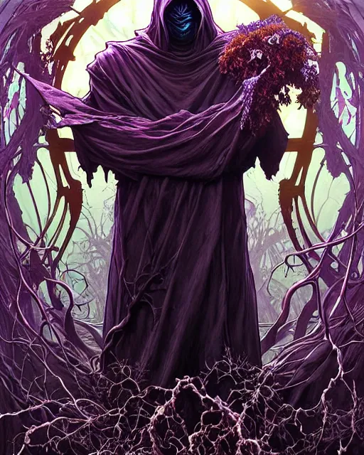 Image similar to the platonic ideal of flowers and roots of cletus kasady ultimate carnage thanos dementor doctor doom chtulu nazgul, detailed, intricate, hyperrealism, intense, scary, decay, dmt, art by brock hofer and artgerm and greg rutkowski and alphonse mucha