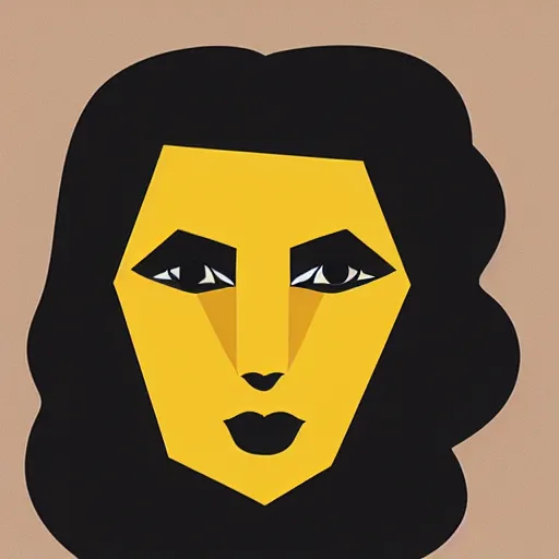 Image similar to face portrait of a woman, yellow hexagon polygon,