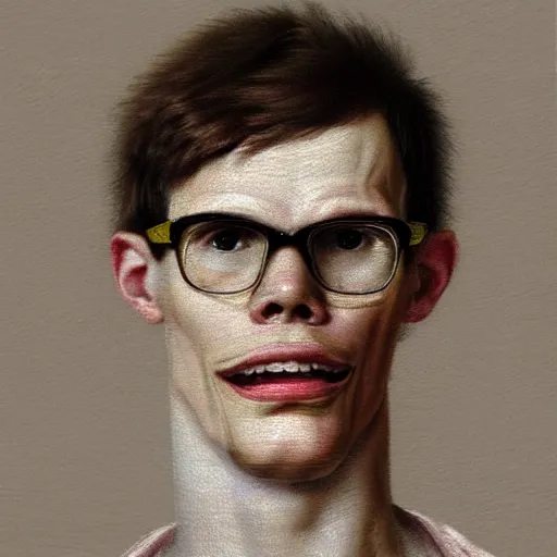 Image similar to A 17th century Baroque Painting of iDubbbz, grainy, realistic, hyperrealistic, very realistic, very very realistic, highly detailed, very detailed, extremely detailed, detailed, digital art, trending on artstation, detailed face, very detailed face, very detailed face, realism, HD Quality, 8k resolution, intricate details, body and head in frame, painting, oil painting, trending on deviantart, Baroque Painting