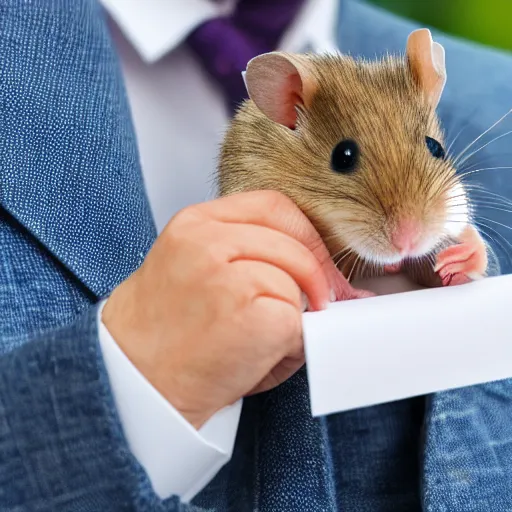 Image similar to detailed photo of a hamster holding a sealed letter, various poses, full body, unedited, daylight, dof, sharp focus, 8 k