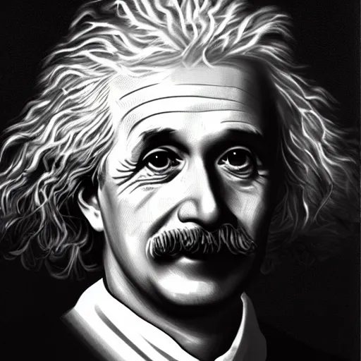 Image similar to portrait of Newton-Einstein hybrid