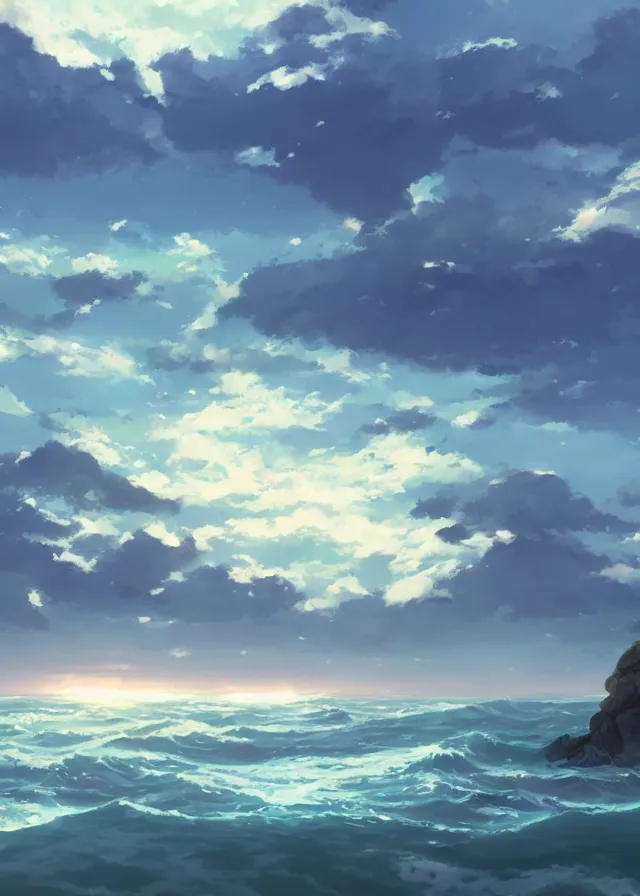 Prompt: sea shore, makoto shinkai