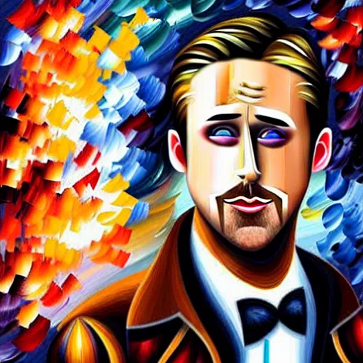 Image similar to ryan gosling in style of leonid afremov