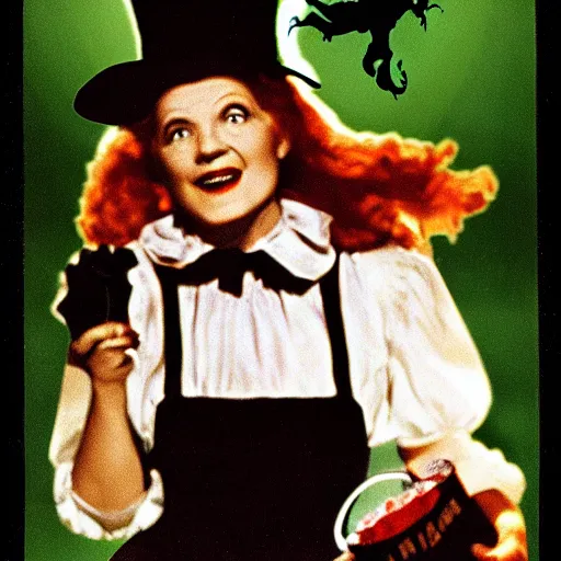 Prompt: the wicked witch of the west serving pies, wizard of oz, movie, photography,