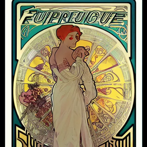 Image similar to Advertising for futuristic car by Alphonse Mucha