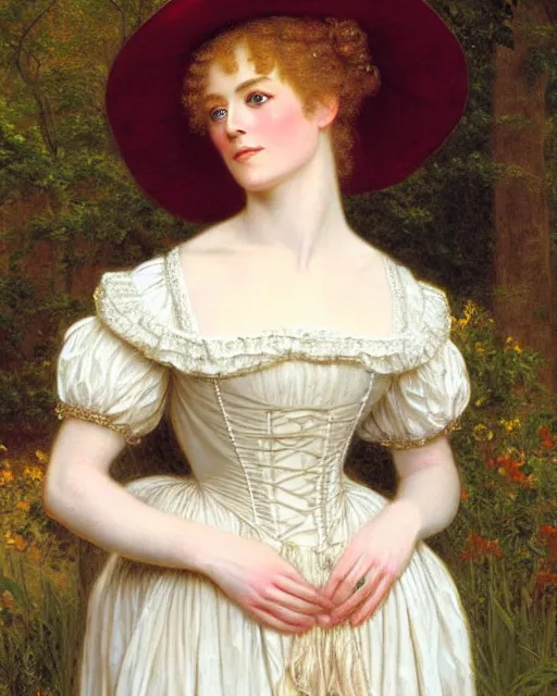 Prompt: regency portrait en buste of Nicole Kidman by Hughes Merle, by Pierre Auguste Cot, perfectly detailed eyes, realistic fabric, abundant detail
