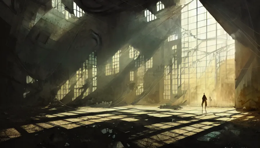 Image similar to high tech nomands exploring abandoned laboratory, light, shadows, reflections, steam, epic composition, intricate, elegant, volumetric lighting, digital painting, highly detailed, artstation, sharp focus, illustration, concept art, ruan jia, steve mccurry