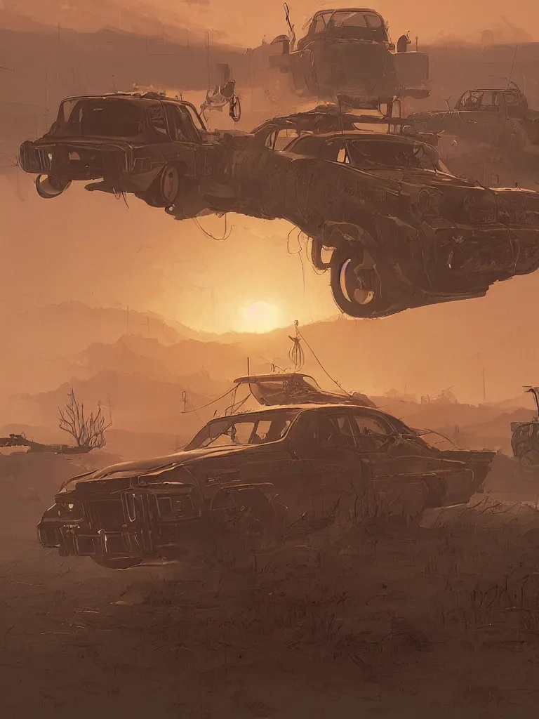 Image similar to mad max by simon stalenhag