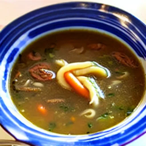 Image similar to a soup with worms