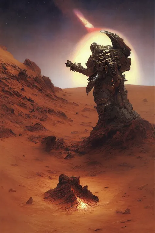 Prompt: a mission to a vulcano on mars, painted by ruan jia, raymond swanland, lawrence alma tadema, zdzislaw beksinski, norman rockwell, jack kirby, tom lovell, alex malveda, greg staples