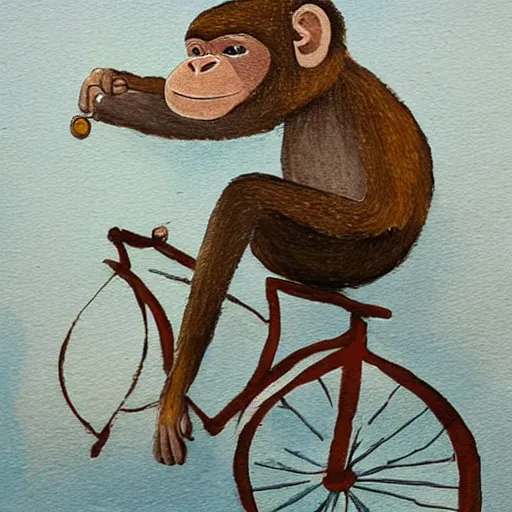 Prompt: a monkey riding a bike by francesca filomena