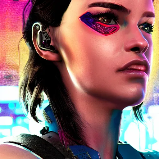 Image similar to a Cyberpunk 2077 girl portrait, photography, highly detailed,