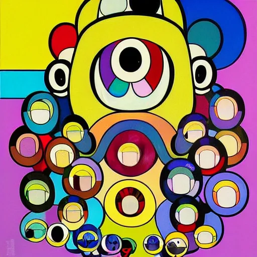 Prompt: a painting of a monster with many different colors, a pop art painting by Takashi Murakami, featured on pixiv, pop surrealism, official art, 2d game art, maximalist