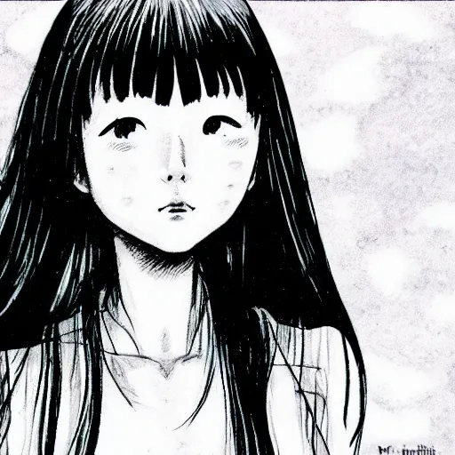 Prompt: Junji Ito’s Tomie drawn by Makoto Shinkai