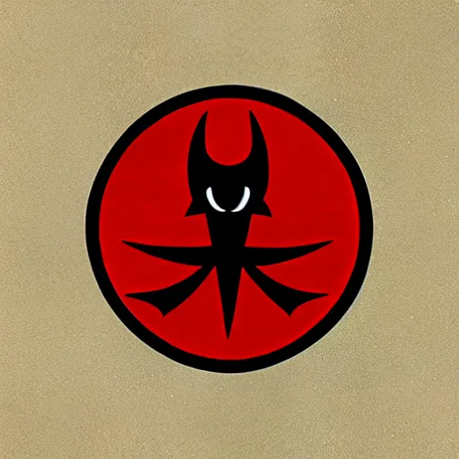 Image similar to tonalist woodcut of vampire clan symbol, corporate logo, icon, rondel