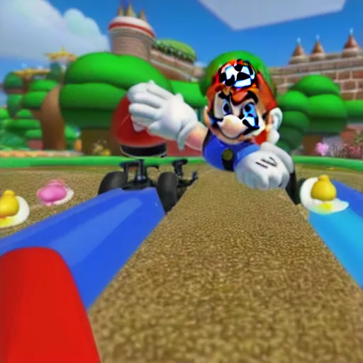 Image similar to A Mario Kart Double Dash Custom Track in Daisy Garden.