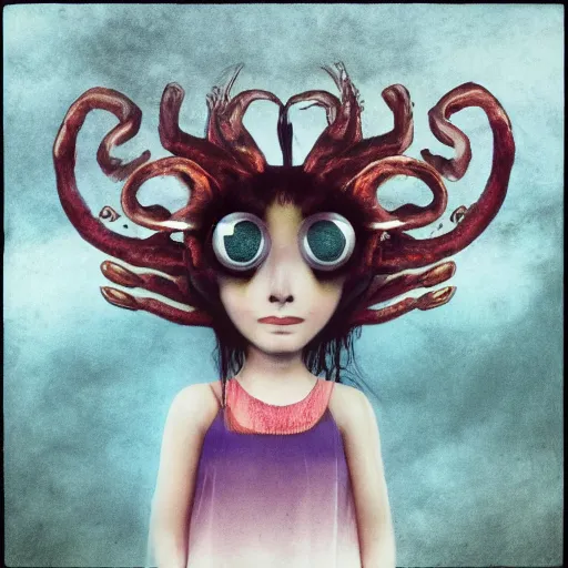 Image similar to photo of a girl with seven eyes