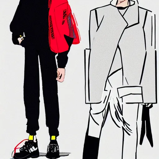 Image similar to balenciaga vetements fashion influencer character minimalistic illustration akira anime style