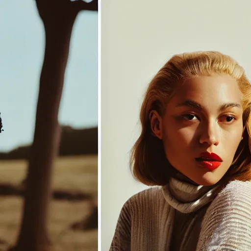 Image similar to realistic photoshooting for a new aime leon dore lookbook, color film photography, portrait of a beautiful blonde woman, in style of Tyler Mitchell, 35mm, graflex