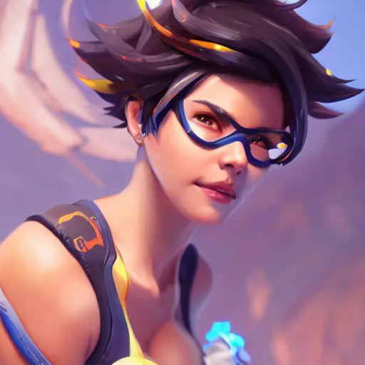 Tracer from Overwatch , highly detailed, digital, Stable Diffusion