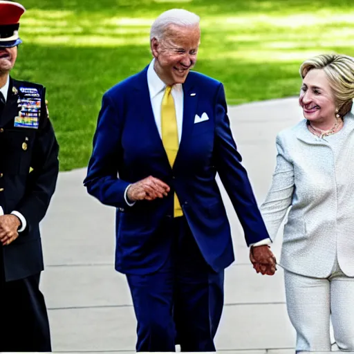 Image similar to up close of joe biden and hillary clinton getting married