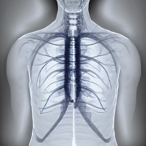 Prompt: x-ray of a person with very small lungs