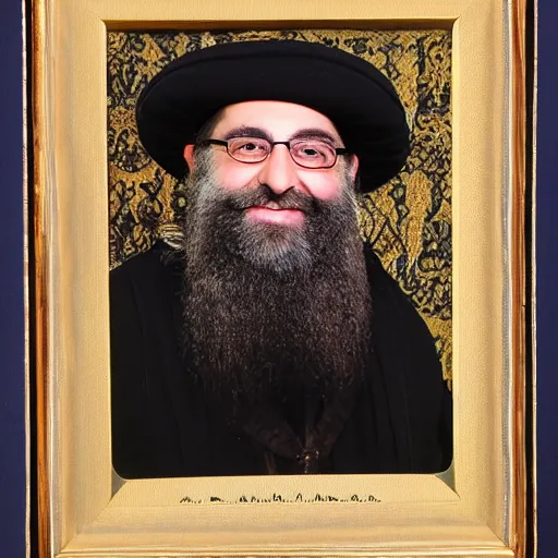 Image similar to award winning anachrome studio portrait of an a bearded jewish rabbi with warm and loving eyes