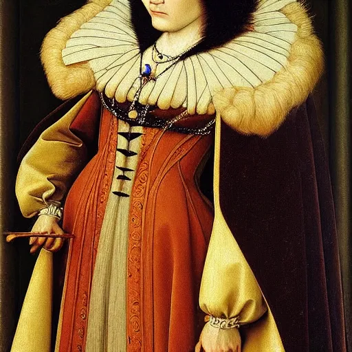 Prompt: a highly detailed renaissance oil painting of a raven dressed in elegant tudor clothes by hans holbein