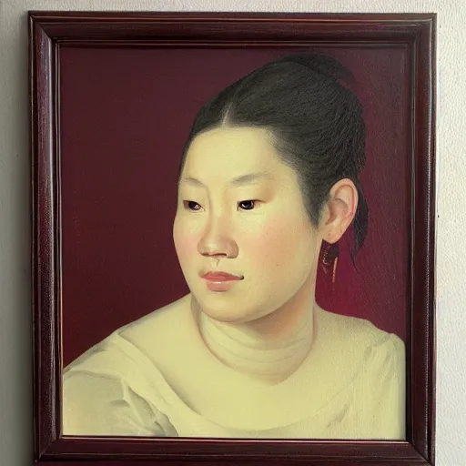 Prompt: portrait of asian Jennifer Connely, in the style of the Hudson River School