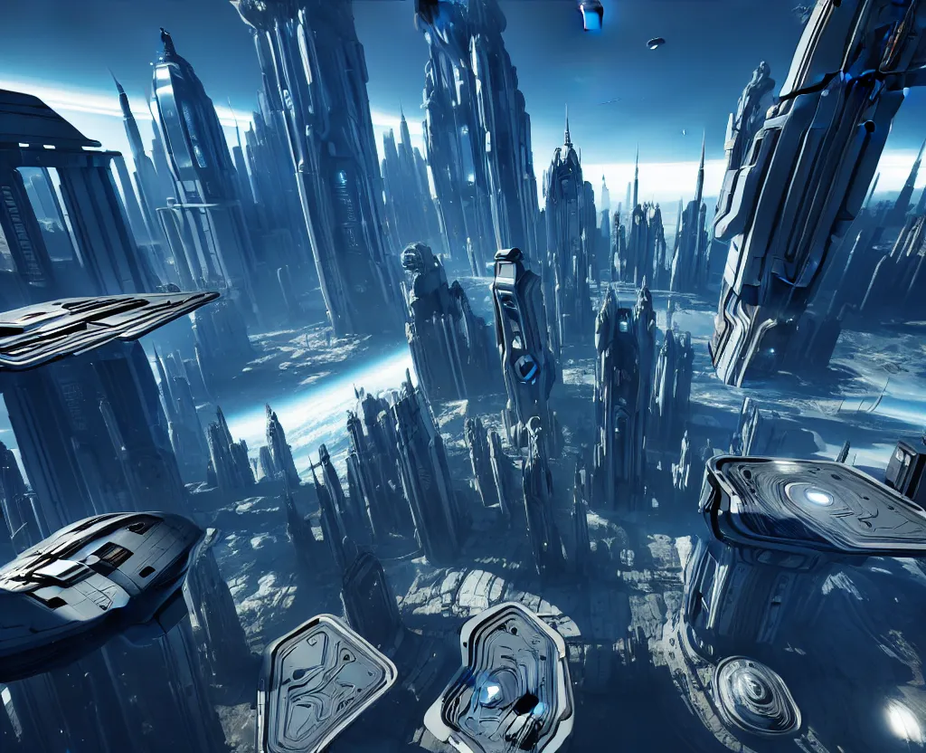 Image similar to futuristic sci-fi multiplanar city unside down no gravity, ultrarealistic, photorealistic, 8K, unreal engine 5