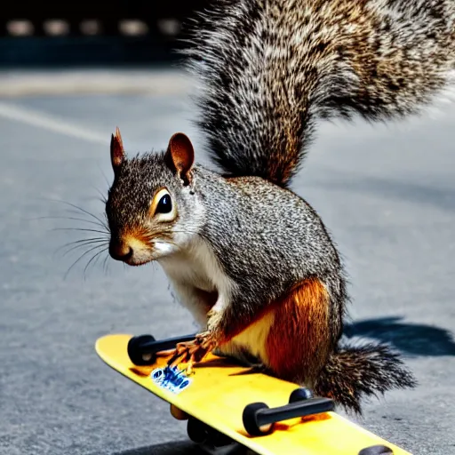 Image similar to a photo of a squirrel on a skateboard