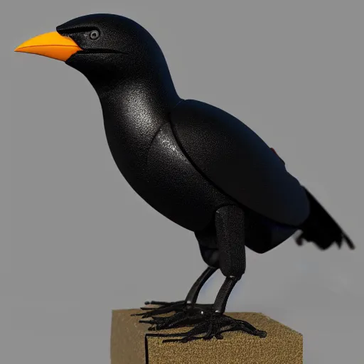 Prompt: a robotic Corvid, vray, 55mm