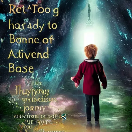 Image similar to A young boy finds a mysterious book that takes her on a journey through time and space.