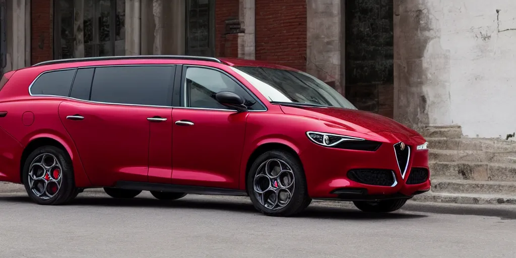 Prompt: 2022 Alfa Romeo Minivan, red