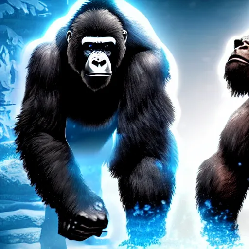 Image similar to a bear and a gorilla fighting in mortal kombat, highly detailed, 4 k