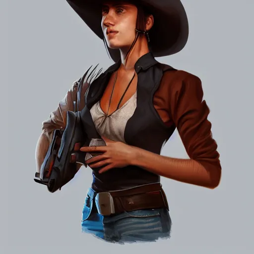 Image similar to a portrait of a teenager with an American cowboy hat, D&D, sci-fi, elegant, hopeful, muscular, highly detailed, digital painting, artstation, concept art, smooth, sharp focus, illustration