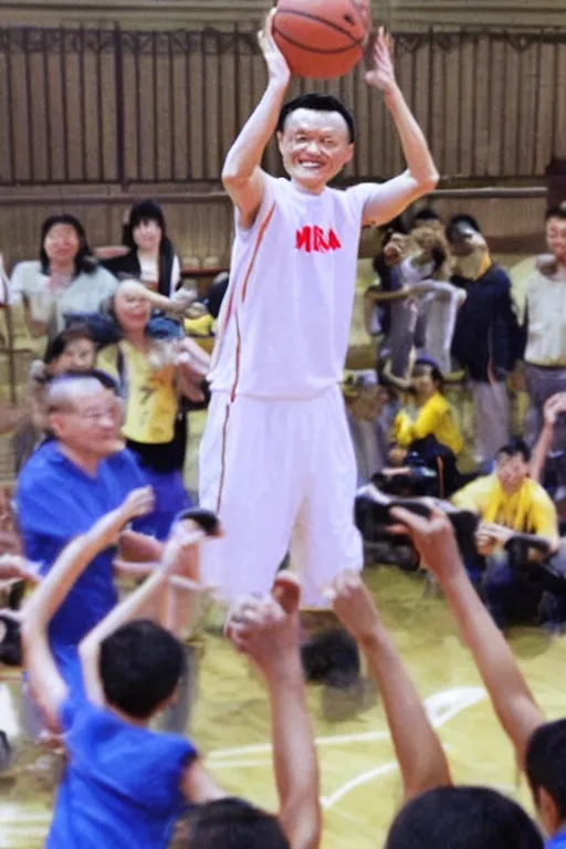 Prompt: Jack Ma playing basketball