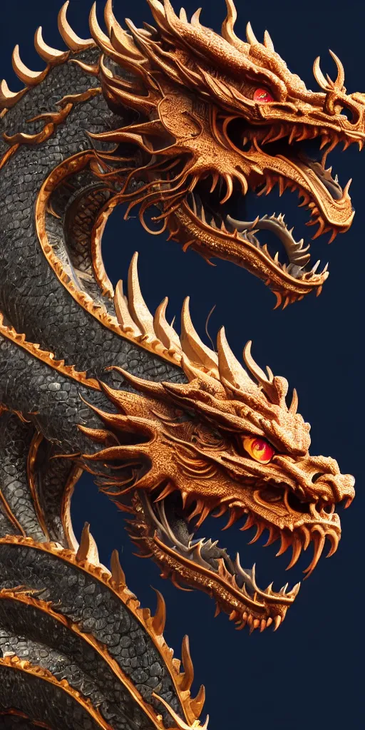 Image similar to a beautiful obverse portrait of a single huge chinese dragon, solid background, mechanical, metal, model design, fine texture structure, hyper detailed, perfect shadows, fire eye, atmospheric lighting, 3 d render, the style of pascal blanche and sparth juan zigor samaniego, paul pepera pablo roldan, denoise, alone, 4 k hd