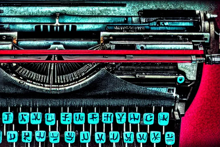 Prompt: typewriters!, in the style of john avon and derek riggs and eva widermann, trending on artstation, halfrear lighting closeup view anaglyph filter, bokeh, anime, colored pencil art, belle epoque