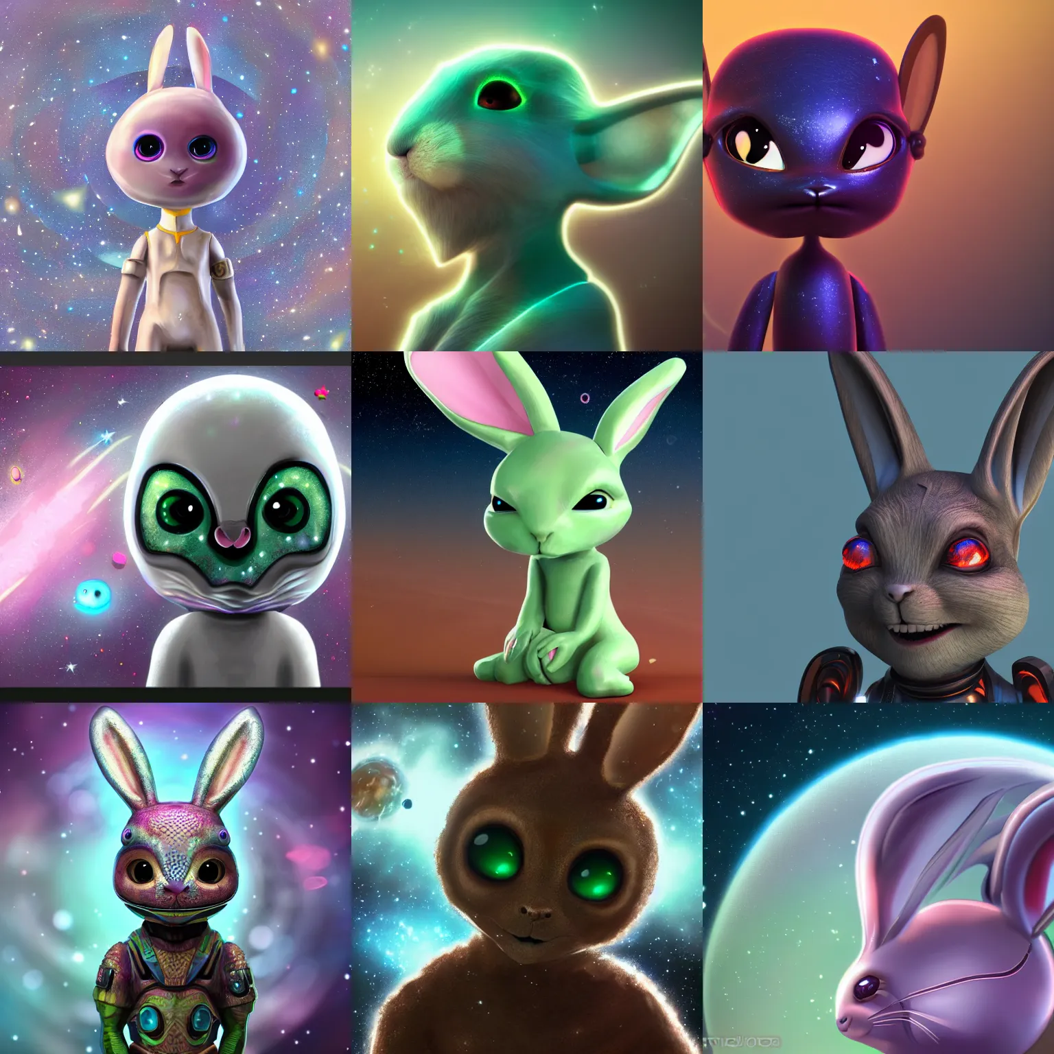 Prompt: a cute galactic alien bunny, very detailed 4k