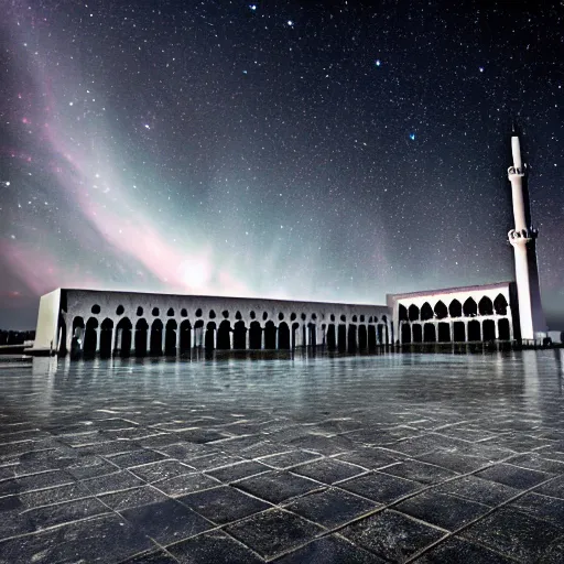 Image similar to mosque surrounded by nebula clouds