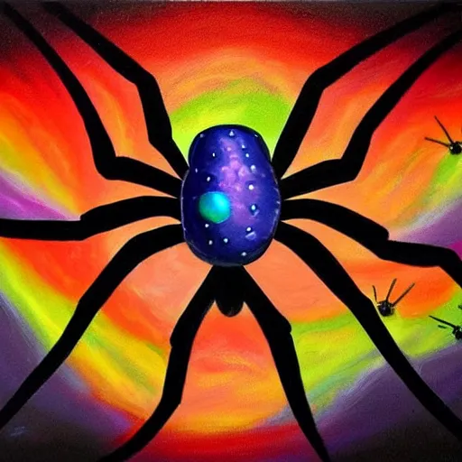 Prompt: a painting of stylized spider, made of multicolored crystals, fantasy art, trending on deviant art