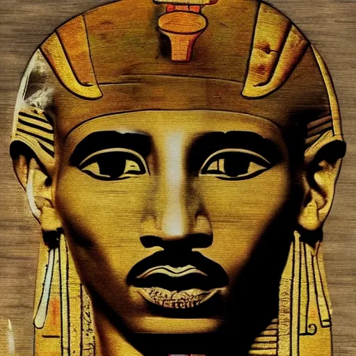 Image similar to ancient egyptian art of tupac shakur