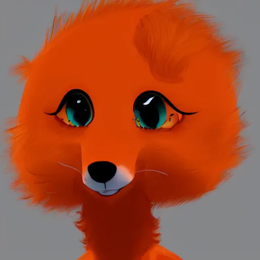 Prompt: fursona of an orange fox with poofy hair, digital art, furaffinity, tumblr, twitter